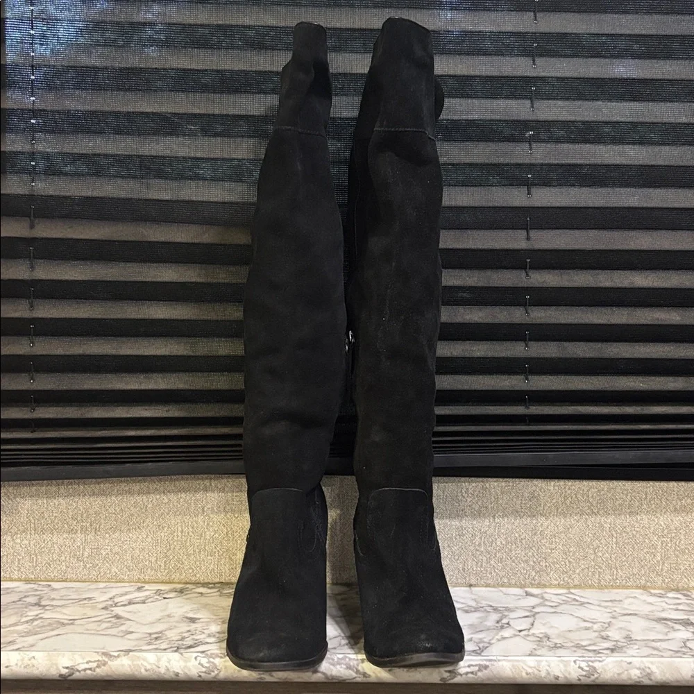 Dolce‎ Vita Ohanna Black Suede Over the Knee Round Toe Block Heel Boot WN 11